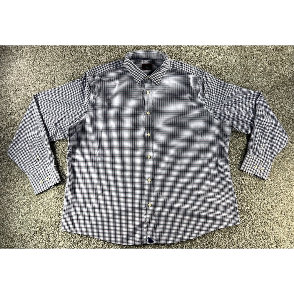 UNTUCKit Erbach-Pink Mens XXL Relaxed Fit Performance Check Shirt Pink Navy